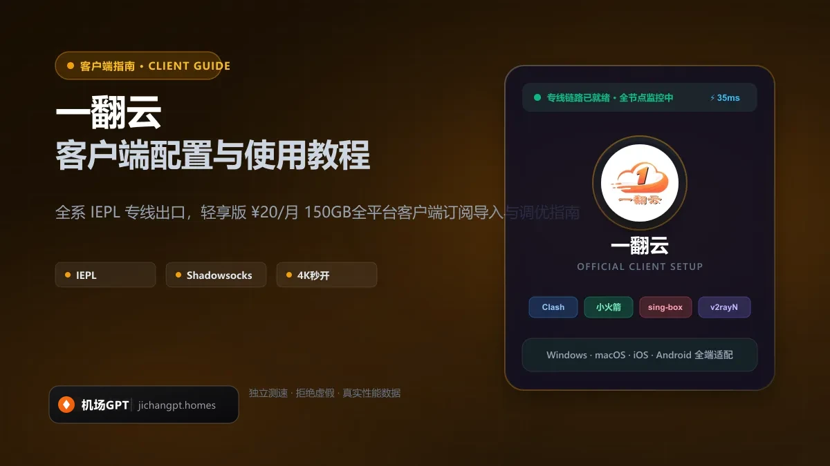一翻云客户端配置教程（2026 最新版）：Clash、Shadowrocket 与全平台订阅导入指南 配图
